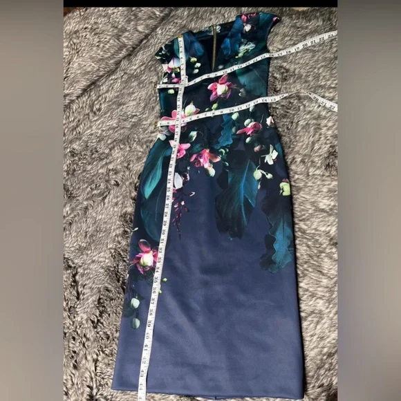 Ted Baker Navy Floral Midi Dress - Picture 6 of 9